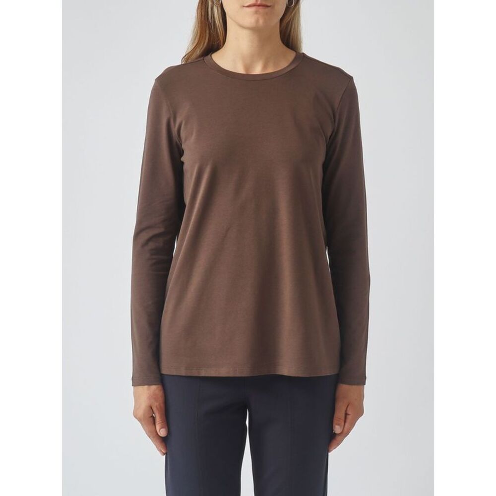 Mm Max Mara Women Mm Max Mara Long-Sleeved Stretch-Cotton Crewneck T-Shirt
